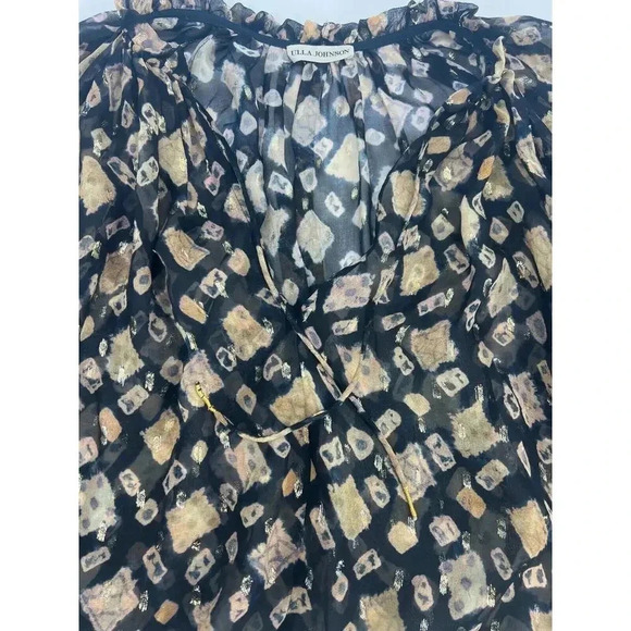 $477 Ulla Johnson Multicolor Printed Long Sleeve V Neck Nailah Blouse Top Sz Xs - Picture 10 of 16